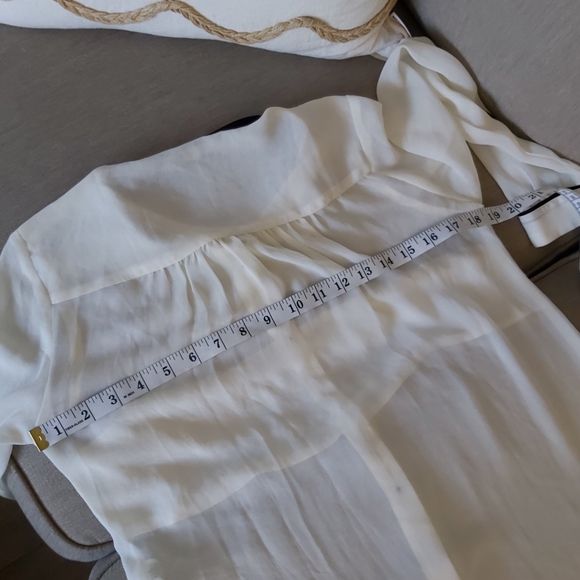 ZARA sheer blouse top polo shirt cream black - Picture 10 of 12